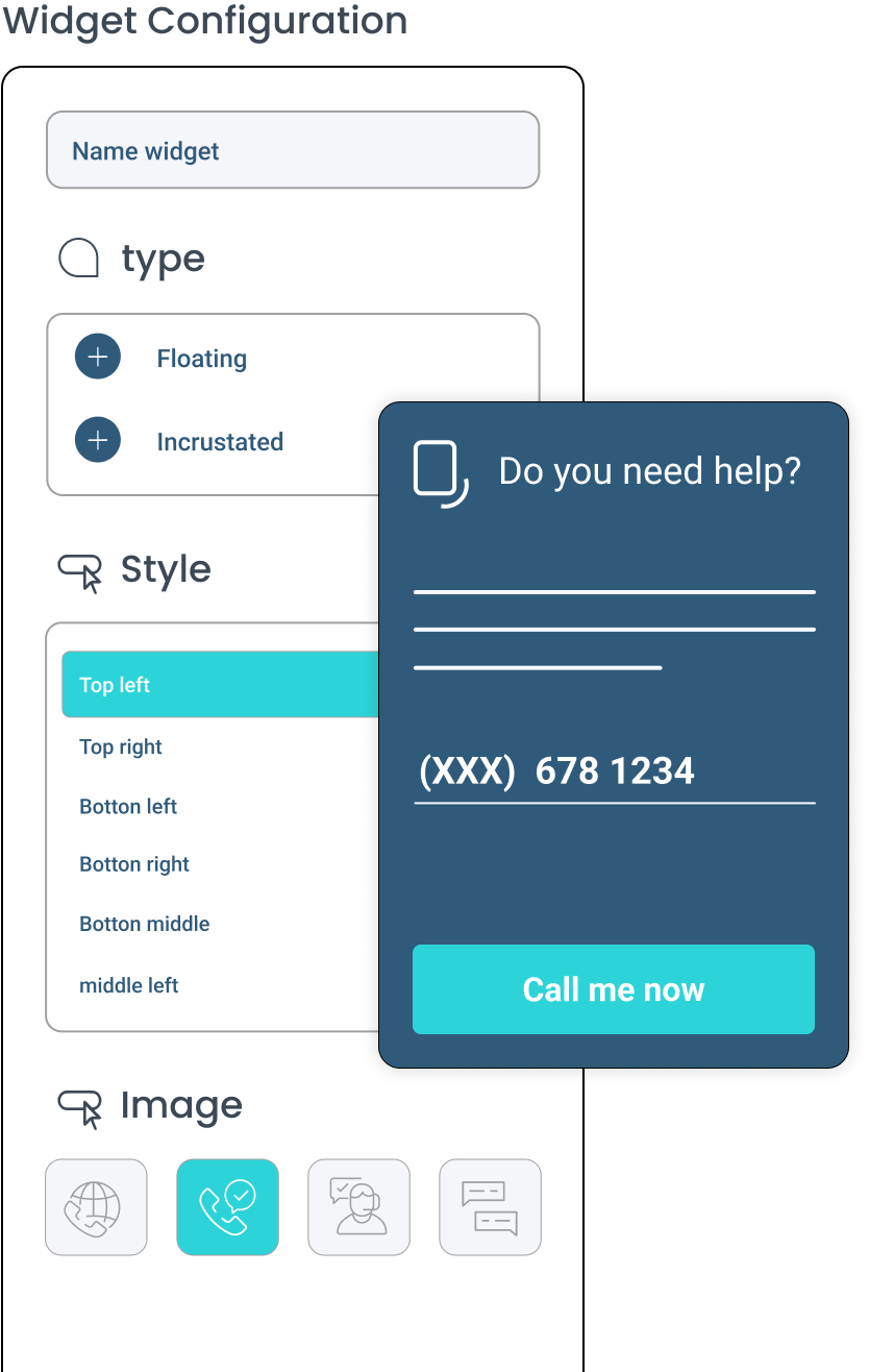 Personalización de widgets de Click to Call en el dashboard de Webphone